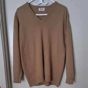 Vintage Harrods 100% Wool Tan Sweater - 44" Chest - Largw
